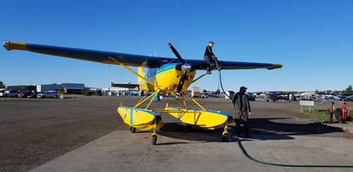 Skydance Aviation's Power Puffin fueled up by Allen Bondurant and Scott Amy in Anchorage prior to departure