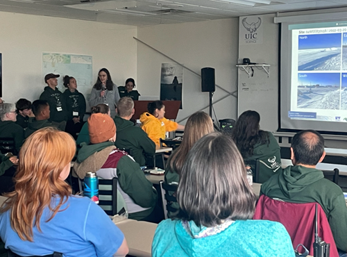 A presentation about Fresh Eyes on Ice to community members.